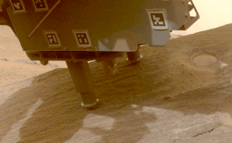gif showing perseverance mars rover drilling core sample in rock