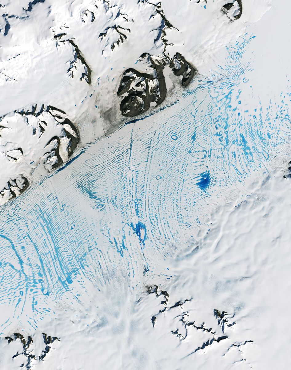 Satellite image of water pooling in George VI Sound. 