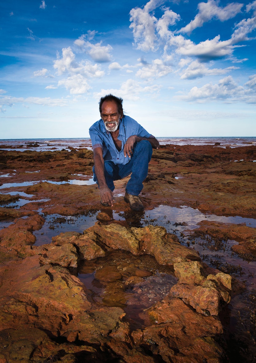 Time and tides: some tracks are exposed for only a short time each day. Researchers must move fast. Local knowledge has been invaluable in helping them recognise often difficult-to-spot impressions in the rocks.