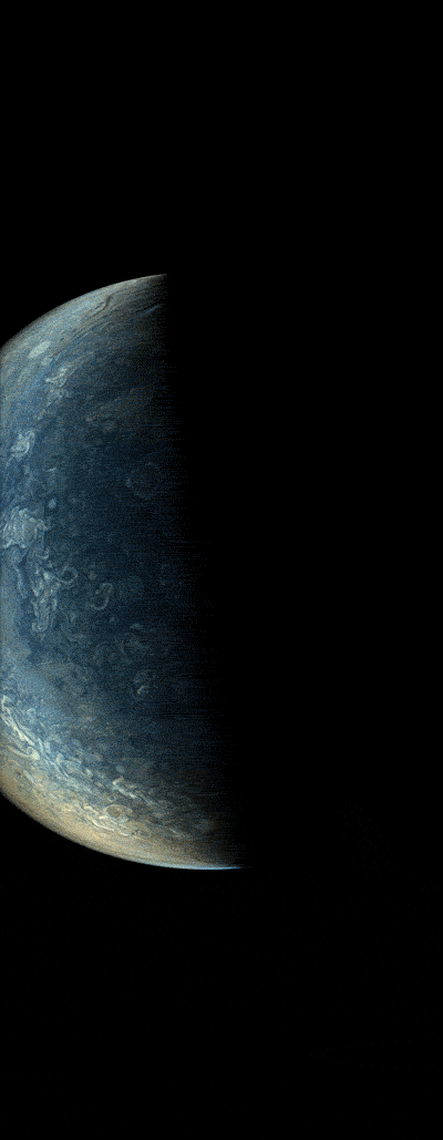 A timelapse of juno’s view on a close approach past jupiter.