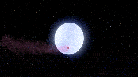 An animation of kelt-9b in orbit around its host star kelt-9.