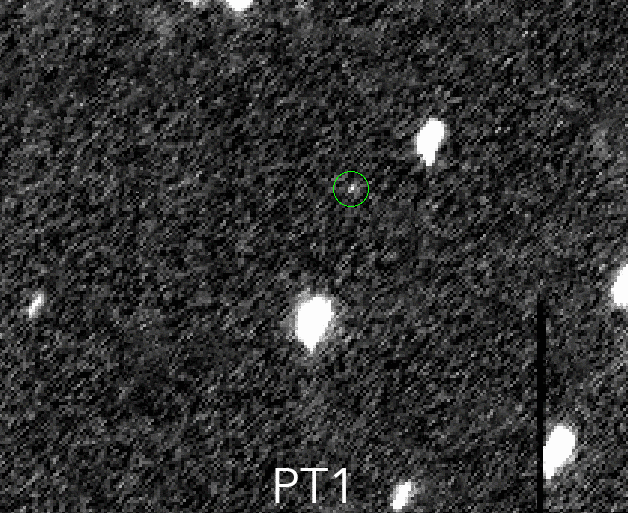 The hubble space telescope images in which mu69 was first detected in 2014.