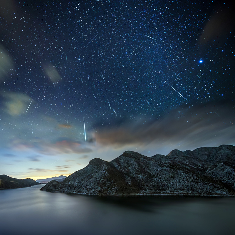 Meteor showers periodically light up the night sky.
