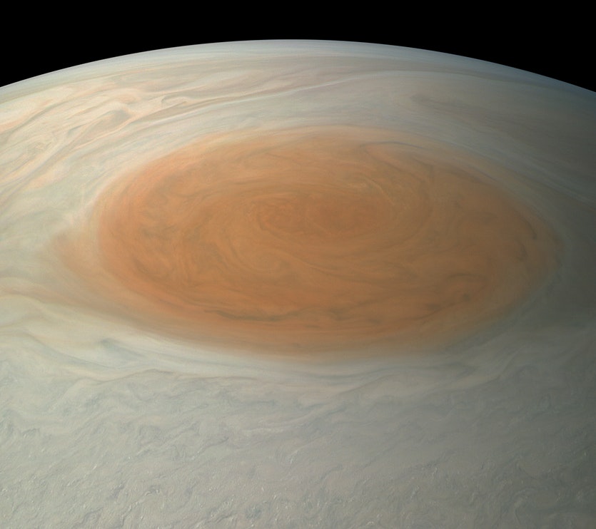 A true-colour image of jupiter’s great red spot.