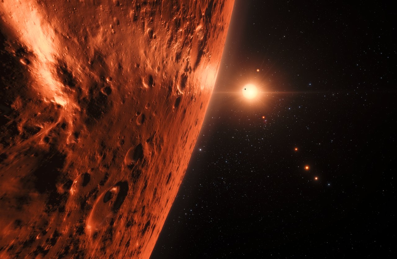 An artist's impression of the TRAPPIST-1 system.