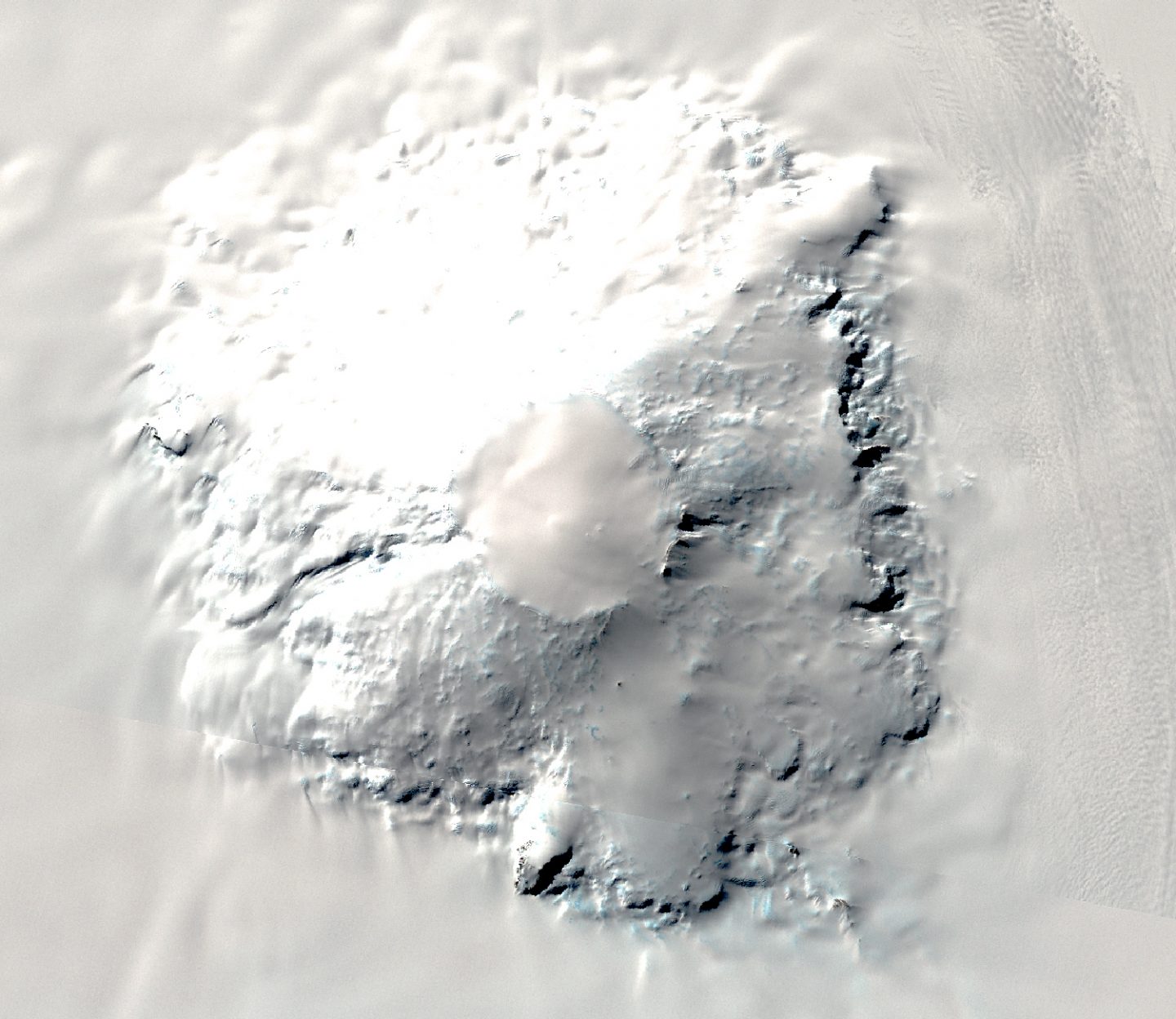 A satellite image of Mt Takahe.