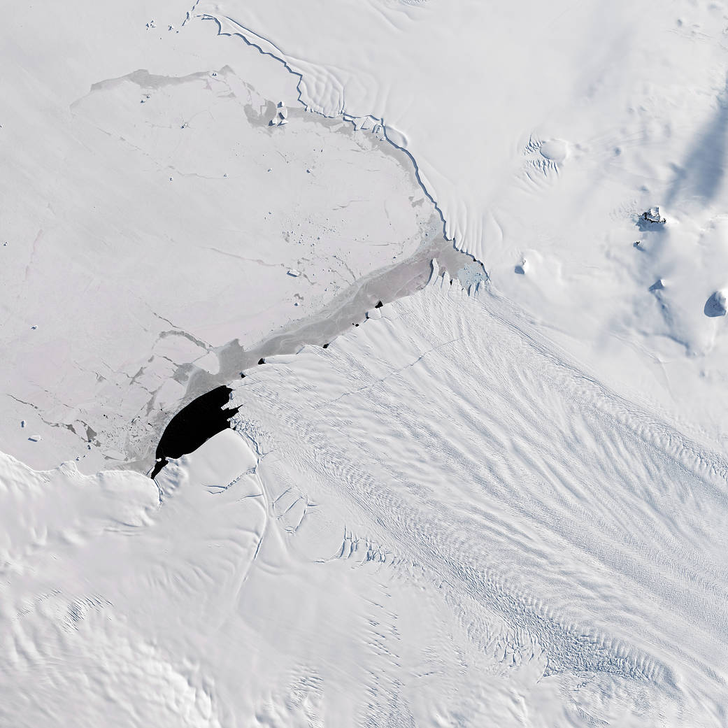 A satellite image of pine island glacier.