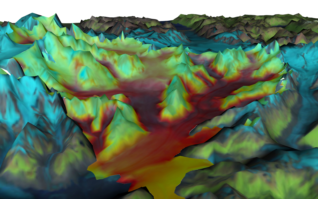 A vesl simulation of the columbia glacier in alaska.
