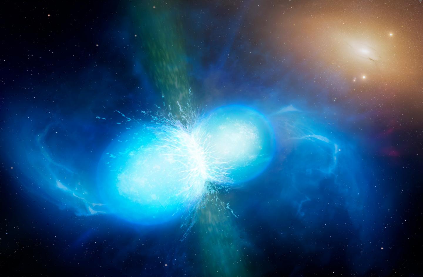 An artist’s impression of colliding neutron stars