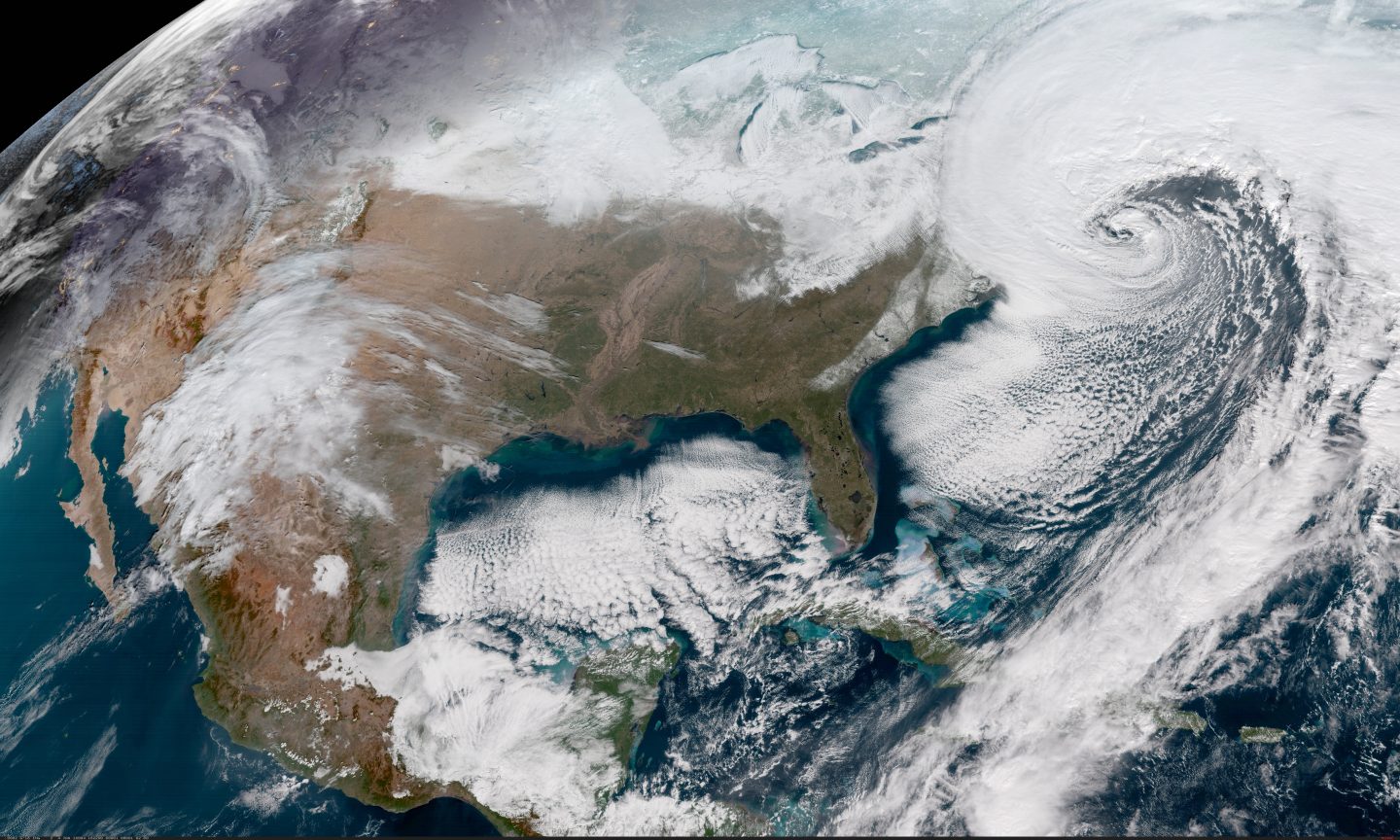 A powerful storm off the north-east coast of America on 4 January 2018.