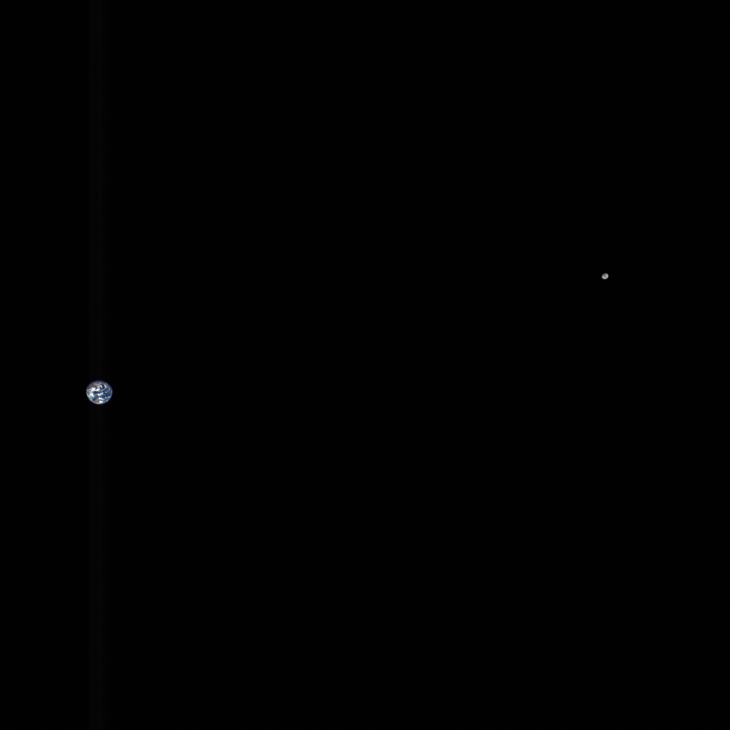 Earth and the Moon: the view from 5 million kilometres away.