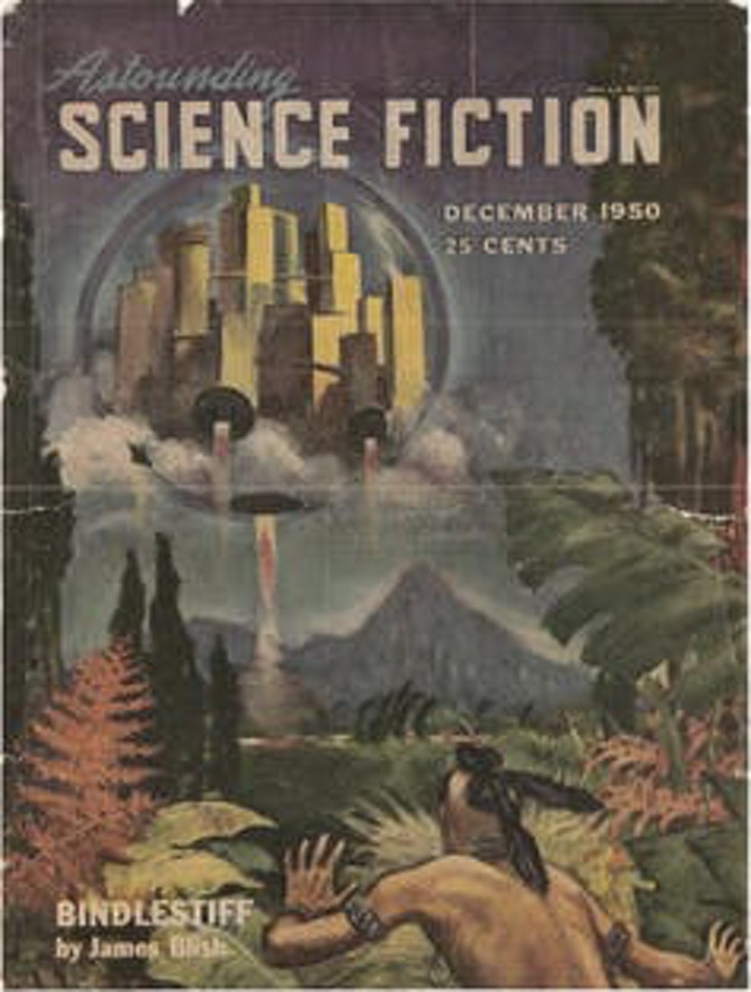 Astounding science fiction, december 1950: impractical sf - cities in flight.