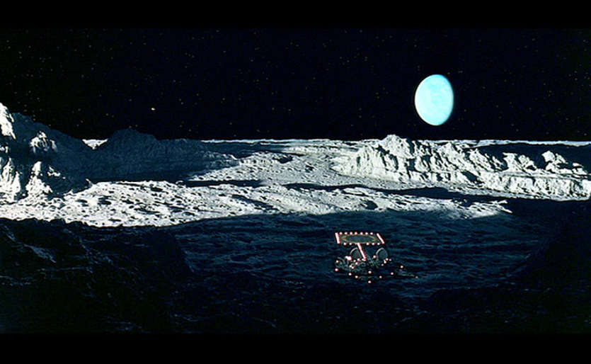 Earthrise on the moon in 2001: a space odyssey.