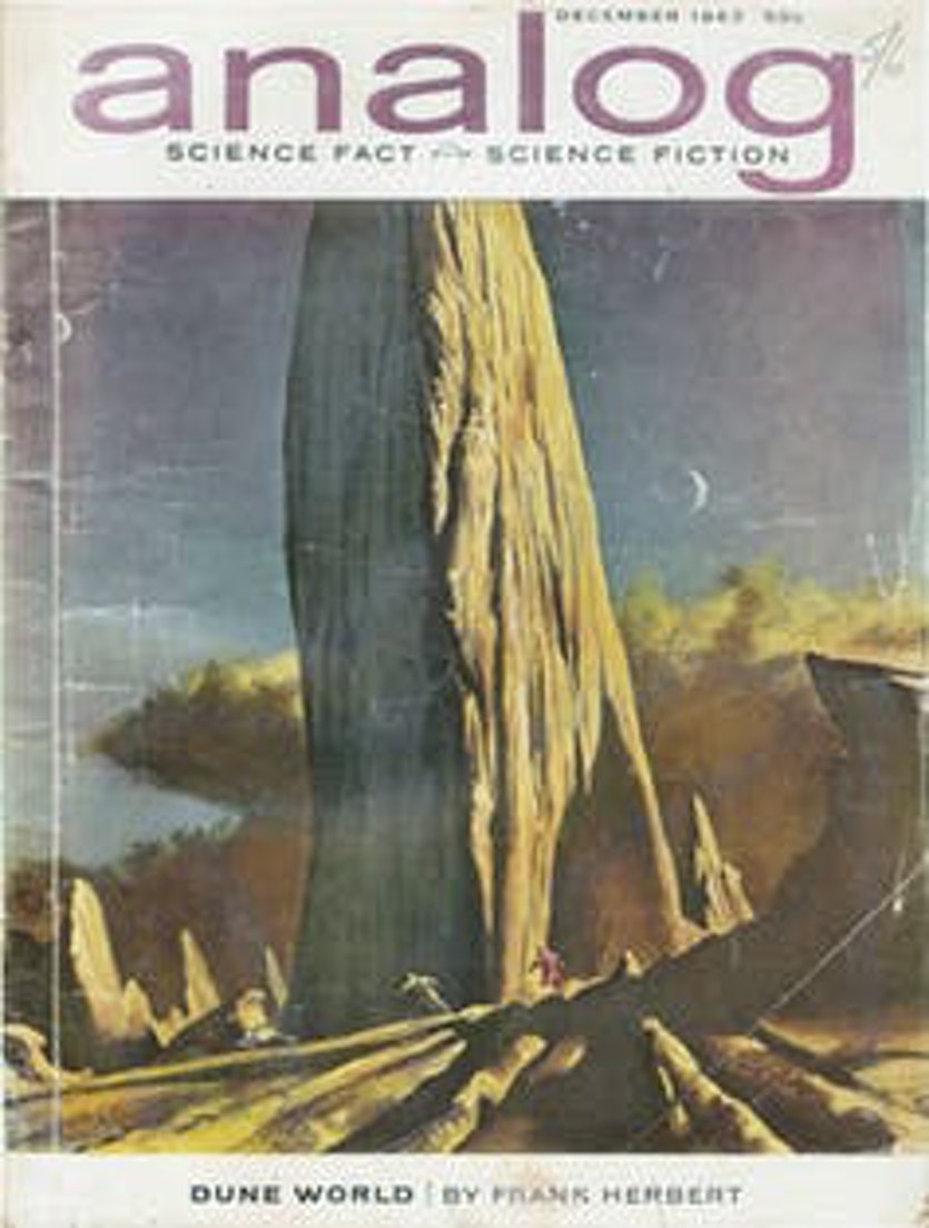 Analog dec. 1963 cover for frank herbert’s dune world.
