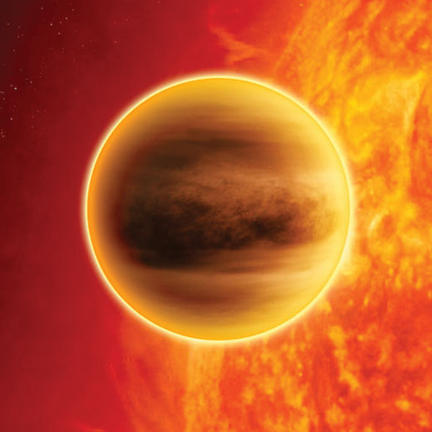 or exoplanet.  This artist's rendering shows a gas-giant exoplanet transiting across the face of its star. Infrared analysis by NASA's Spitzer Space Telescope of this type of system provided the breakthrough.  The planet