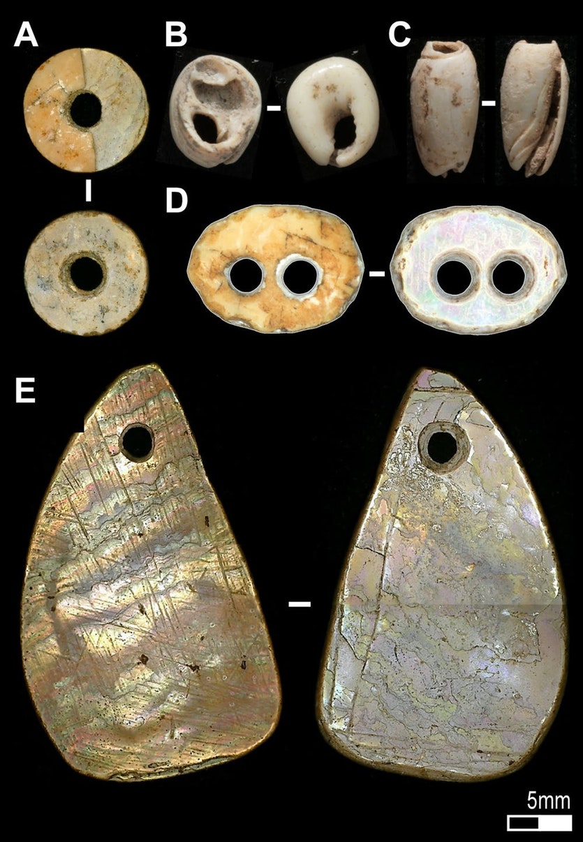 Shell beads such as these were made in southeast asia from at least 42,000 years ago.