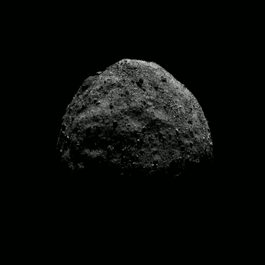 Asteroid image: a close-up of bennu's north pole region, captured by osiris rex in december, 2019.