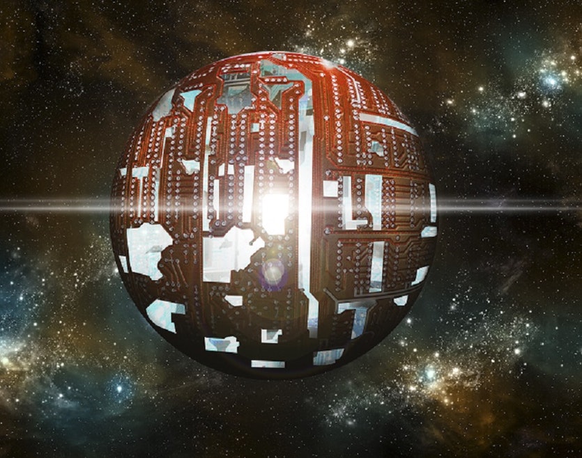 What would aliens look like a high-tech red mechanical sphere floating in space
