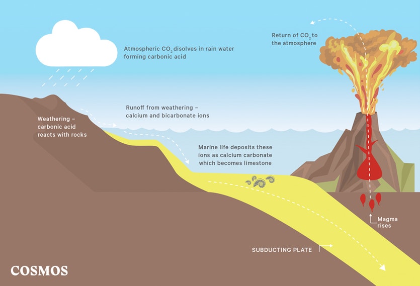 Tectonic thermostat: continental weathering removes 300 million tonnes from the atmosphere each year. It’s a vital part of the carbon cycle that has kept the earth temperate.