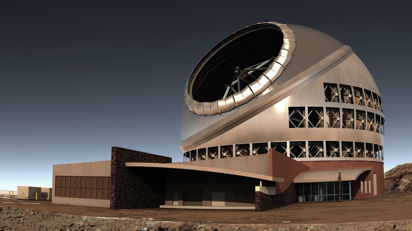 Side view of thirty metre telescope complex.