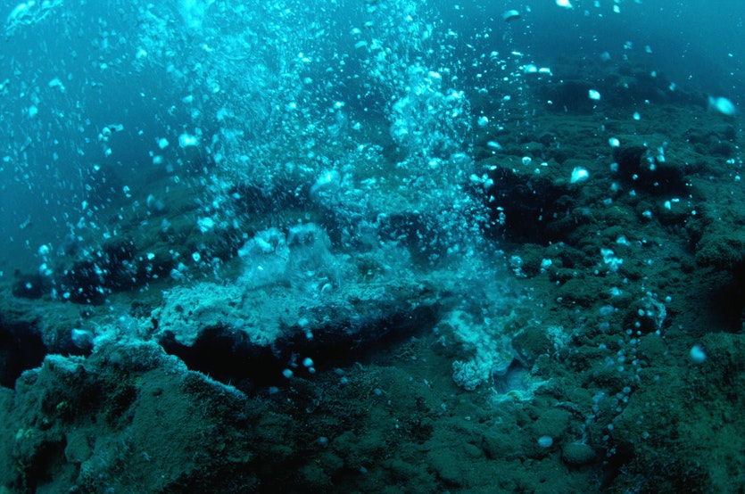 The upsweep may be caused by undersea volcanoes.