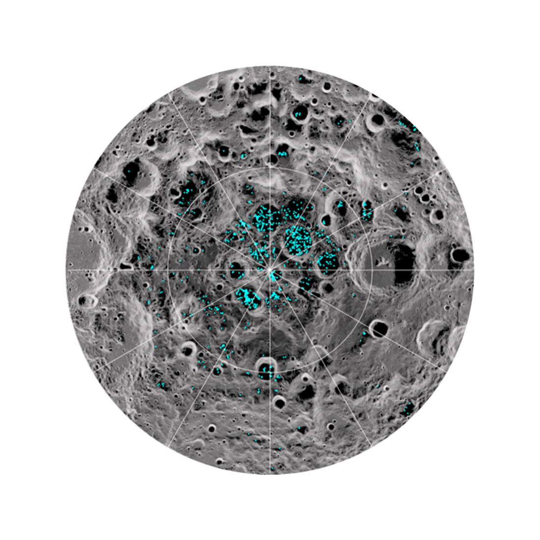 plotted over an image of the lunar surface.