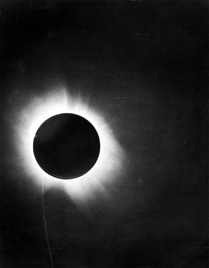 Arthur eddington’s 1919 photo of a solar eclipse that weighed in favour of einstein’s theory of general relativity.
