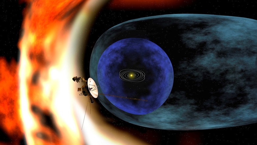 An artist's impression of Voyager 2 reaching the edge of the heliosphere. 