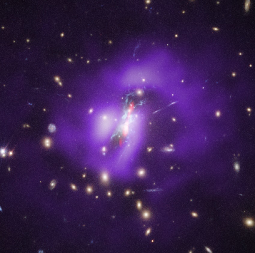 optical and radio image reveals the mechanism allowing rapid star formation at the core of the Phoenix Cluster.