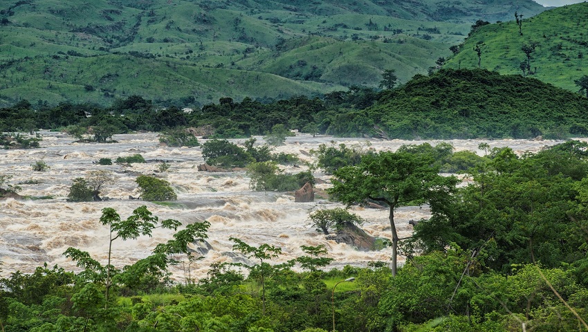 The Inga Rapids of Livingstone Falls on the Lower Congo River.