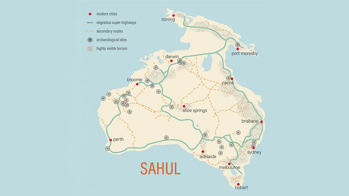 Map showing the Indigenous superhighways of ancient Australia.