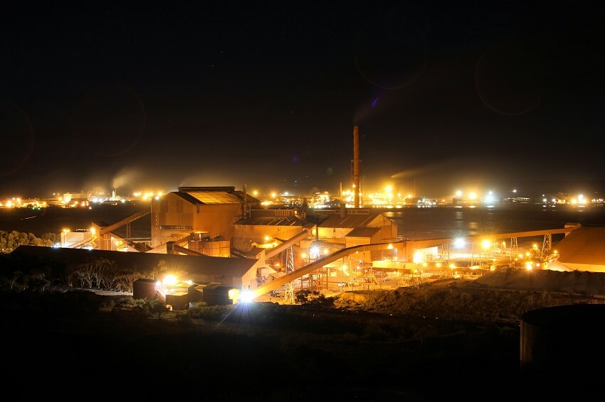 The whyalla steelworks at night