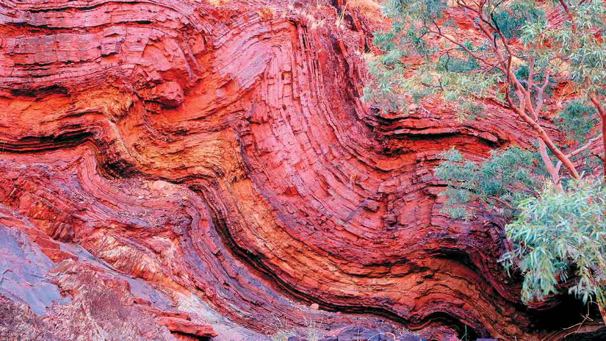 Banded, iron-rich formation at Karijini National Park, in Western Australia