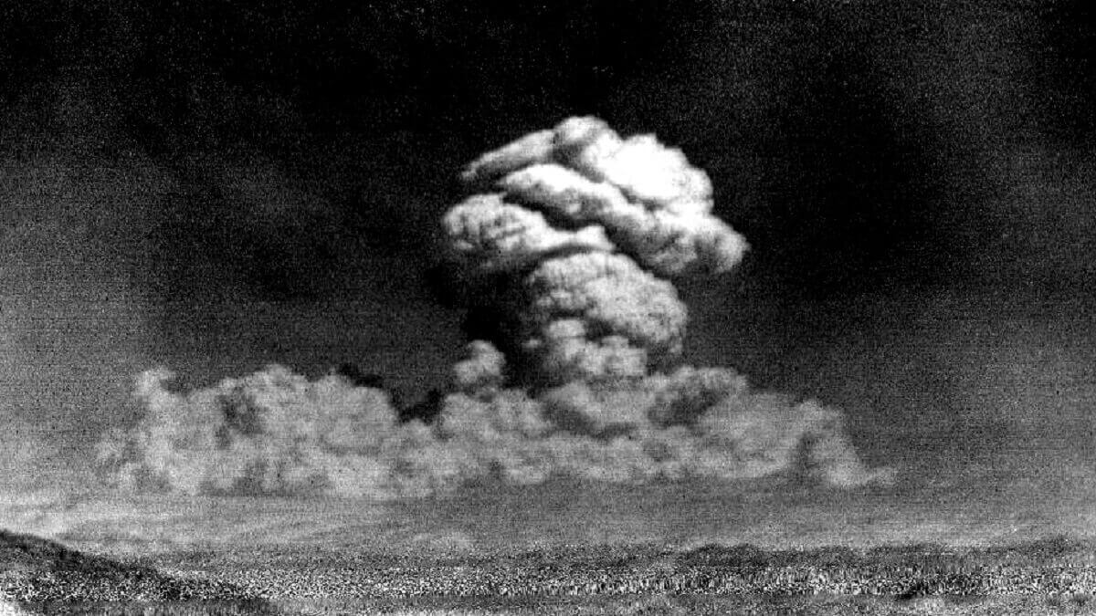 Mushroom cloud from a nuclear test in Nevada, US.