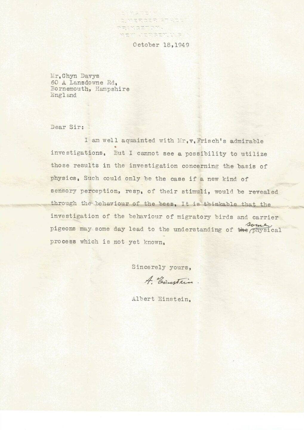 Einstein letter