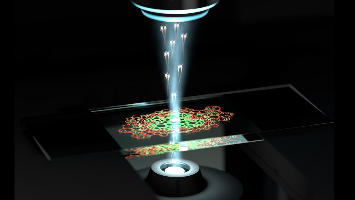 Artist’s impression of UQ’s new quantum microscope in action.
