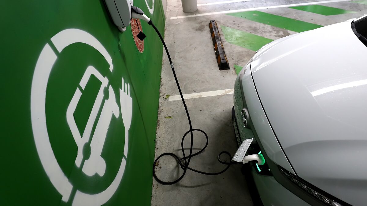 An electric vehicle charging in Sydney.