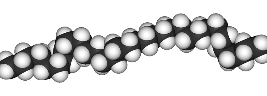 A polyethylene chain, with carbon atoms shown in black and hydrogen in white.