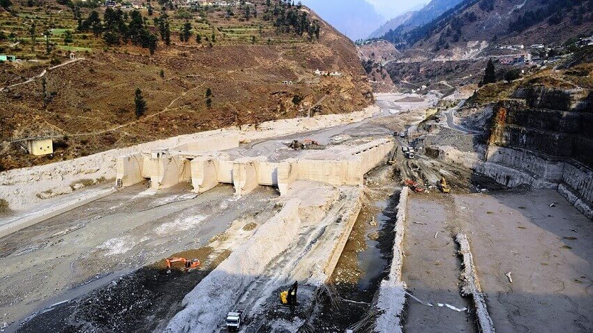 The destroyed Tapovan Vishnugad hydroelectric plant after debris flow on 7 February, 2021.