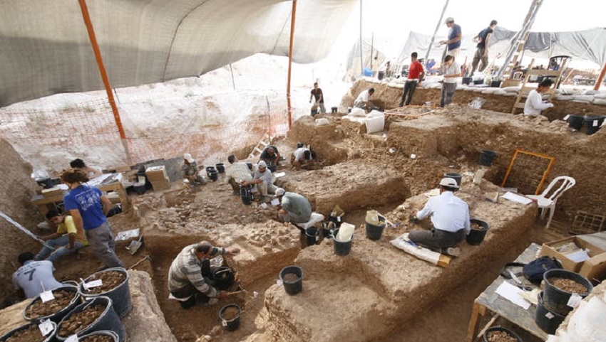 People working in a dig site