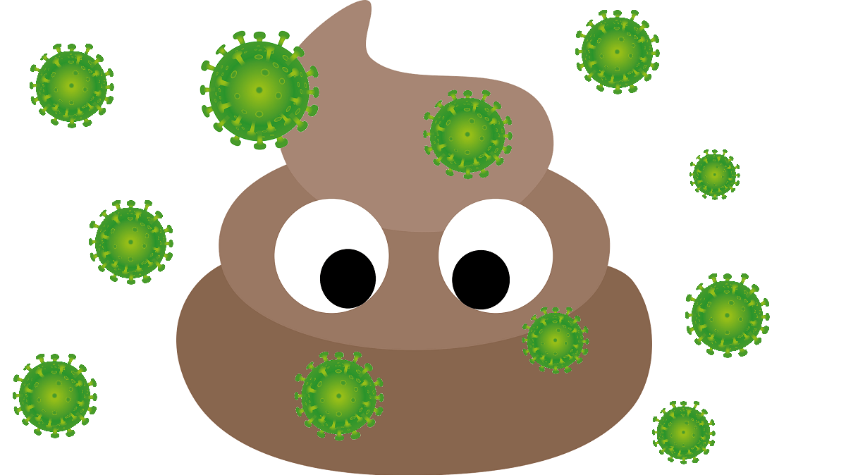 a poop emoji with green spikey circles around it