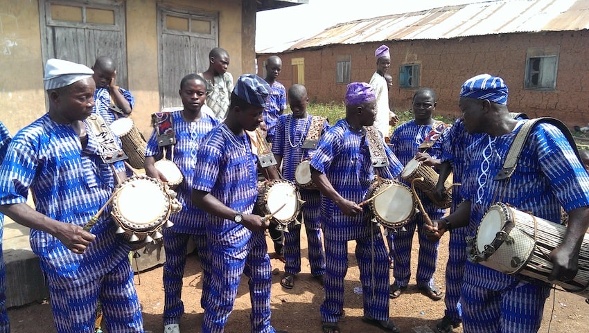 Dundun drummers performing