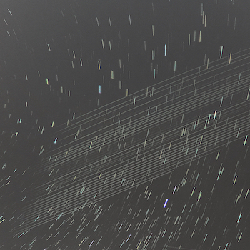 Starkink satellites trails on the night sky as seen from cordoba,