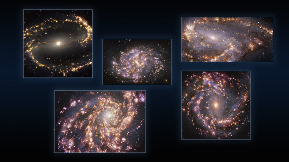 Images of five colourful galaxies