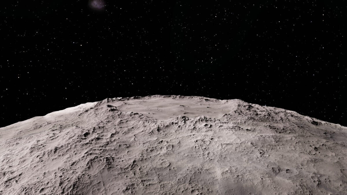 Artist's impression of the Moon's surface against the backdrop of space