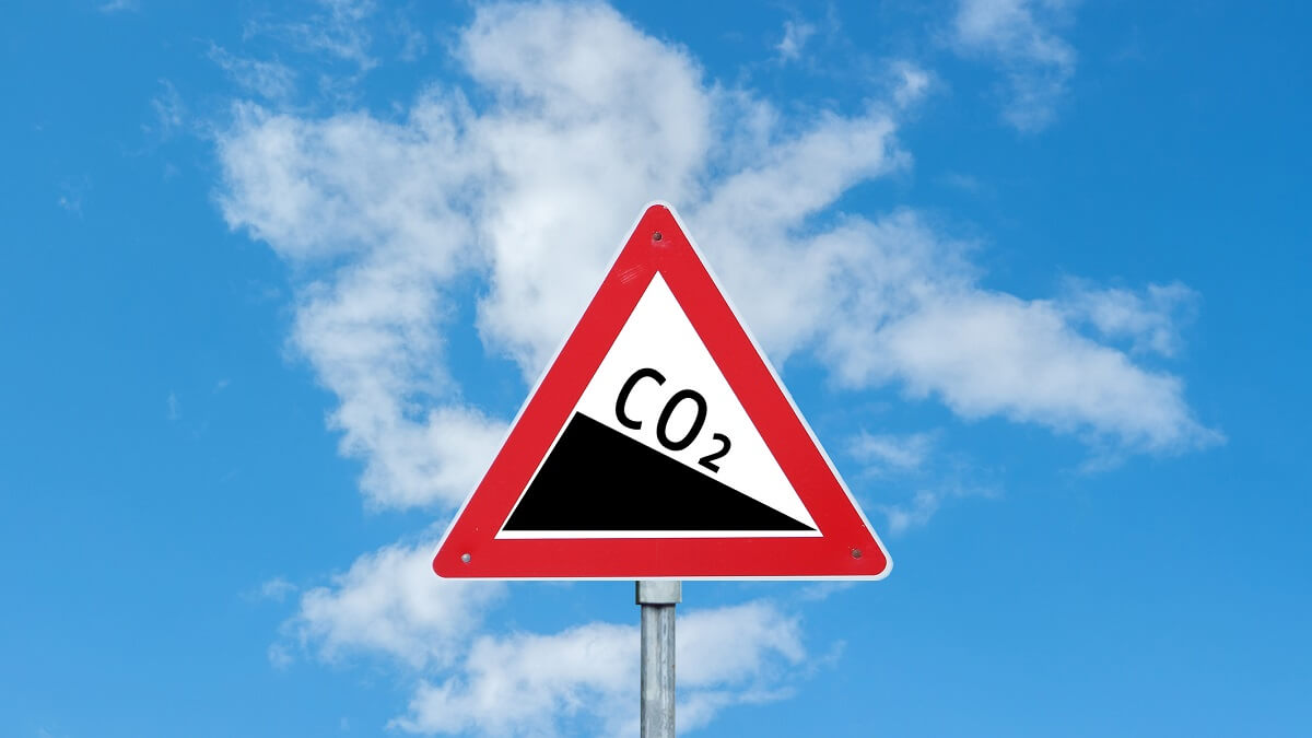 road sign showing decline of CO2