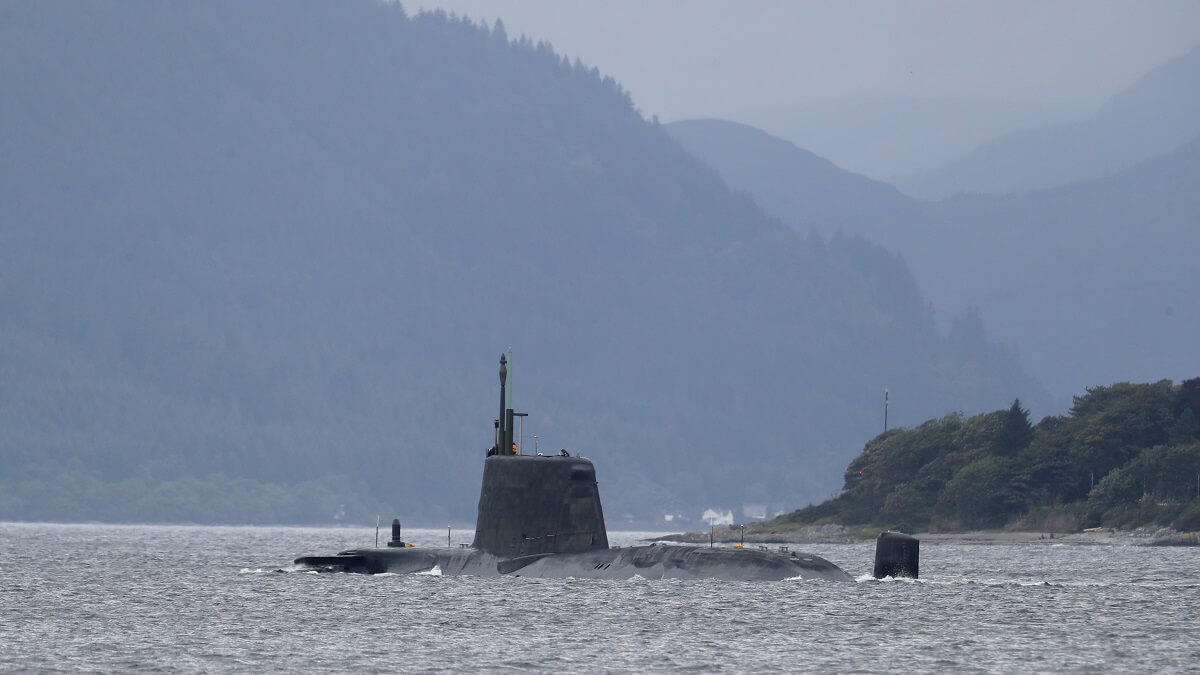 half-submerged submarine in loch