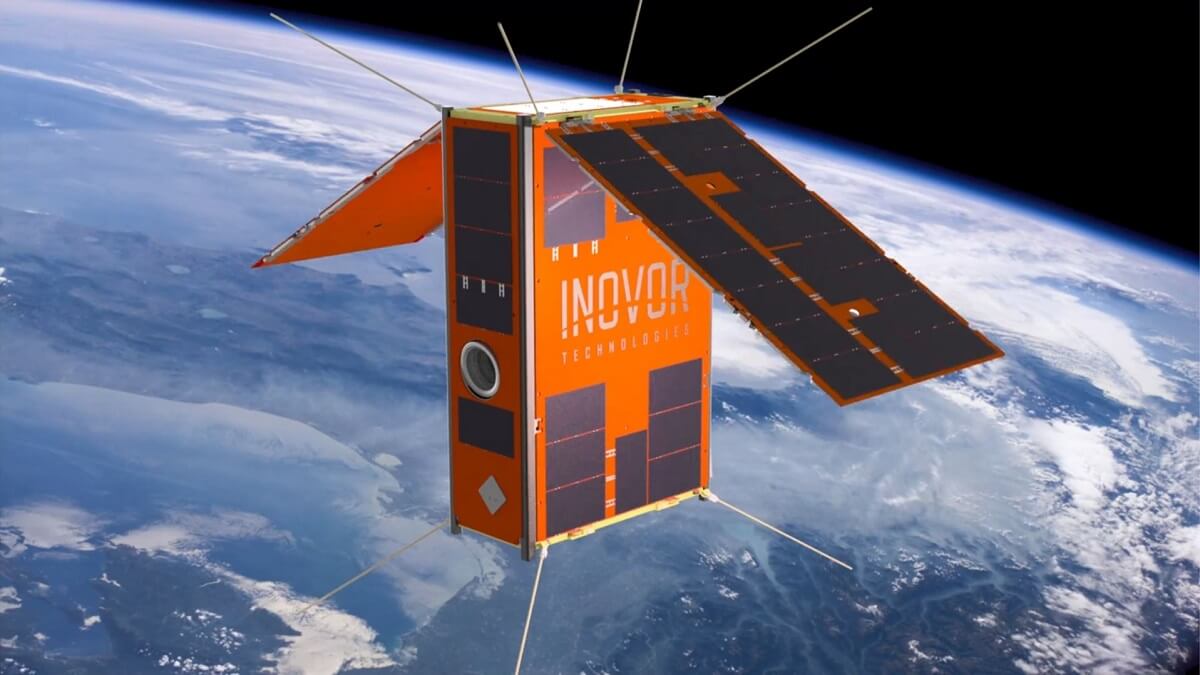 Orange satellite in orbit