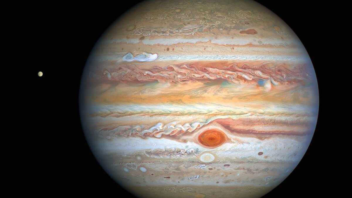 Image of Jupiter showing Great Red Spot in southern hemisphere - new research show its winds are speeding up