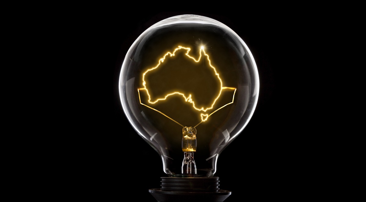 Map of australia illuminated in a lightbulb; could it soon be powered by hydrogen?